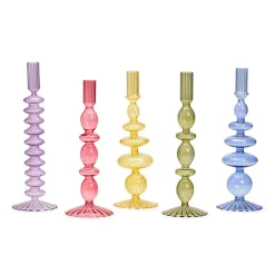 Two's Company Candles|Hand-Blown Glass Candleholder, Set of 5
