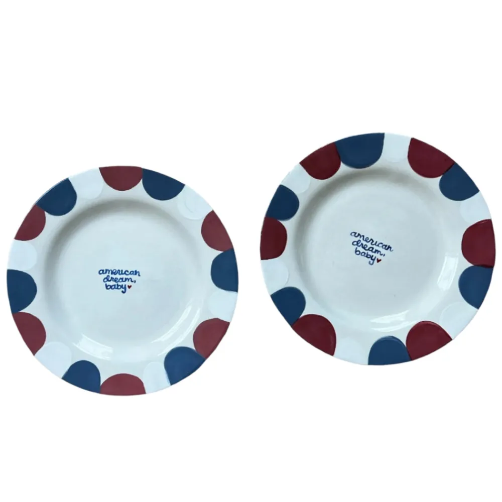 Caitlin Rounds Antiques Dinnerware|Hand-painted “American Dream, Baby” Plates, Set of 2