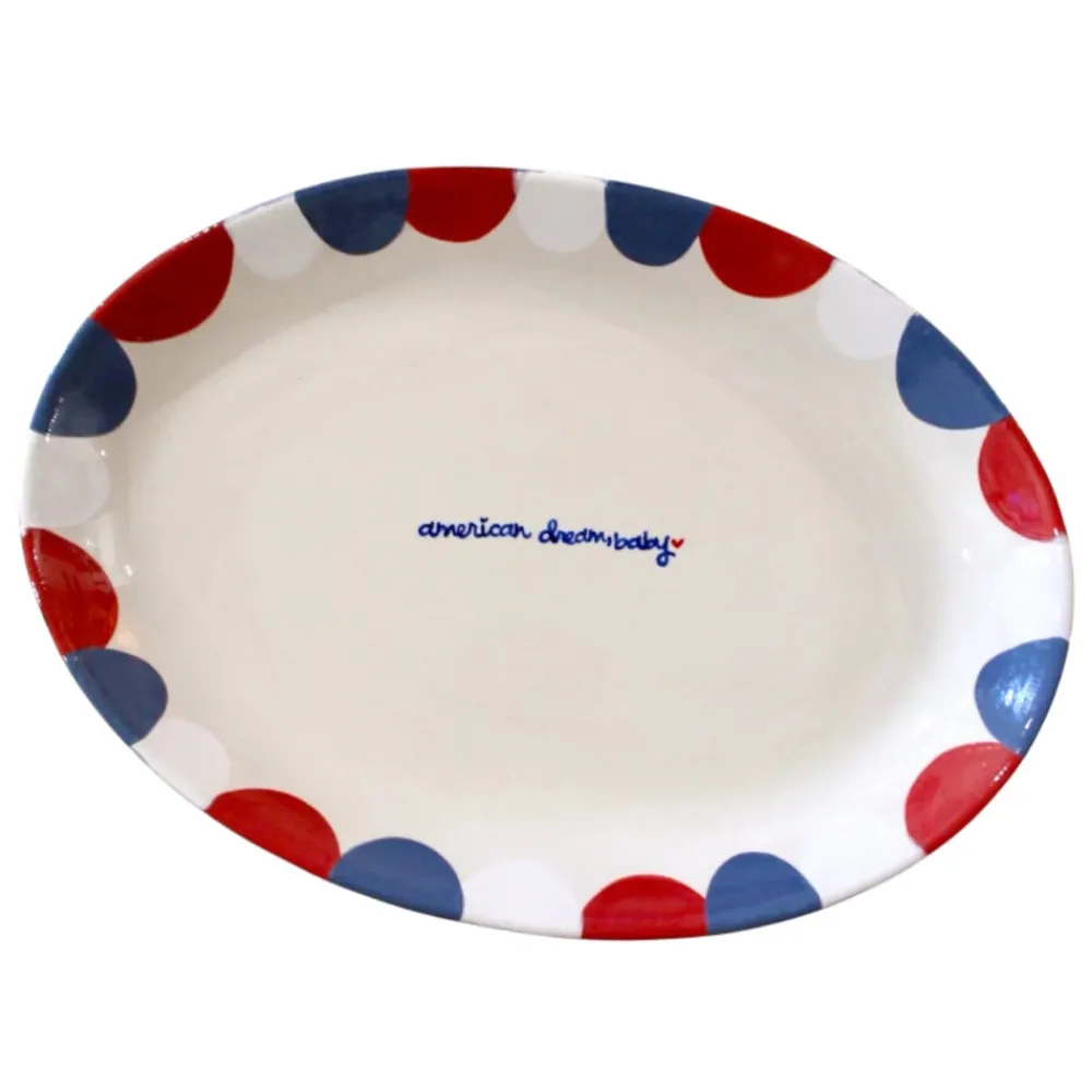 Caitlin Rounds Antiques Dinnerware|Hand-painted “American Dream, Baby” Serving Tray