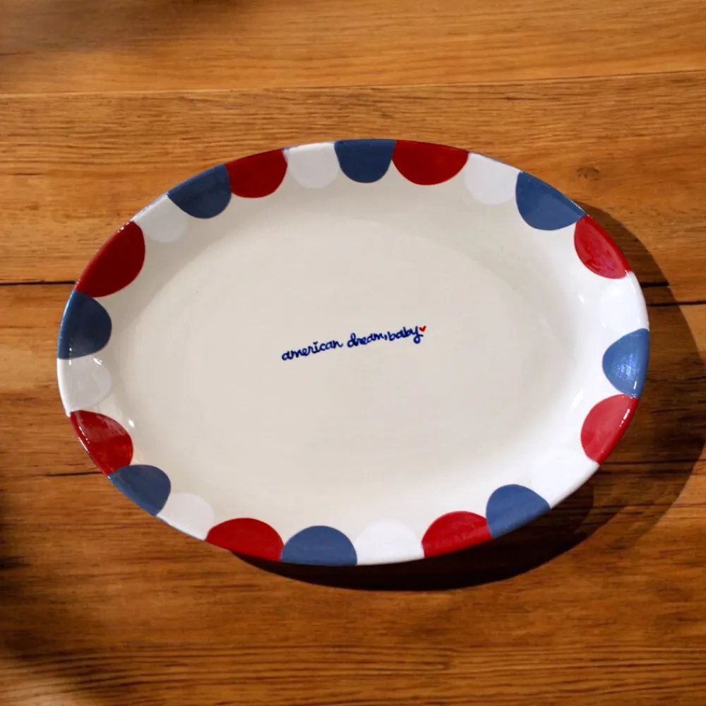 Caitlin Rounds Antiques Dinnerware|Hand-painted “American Dream, Baby” Serving Tray