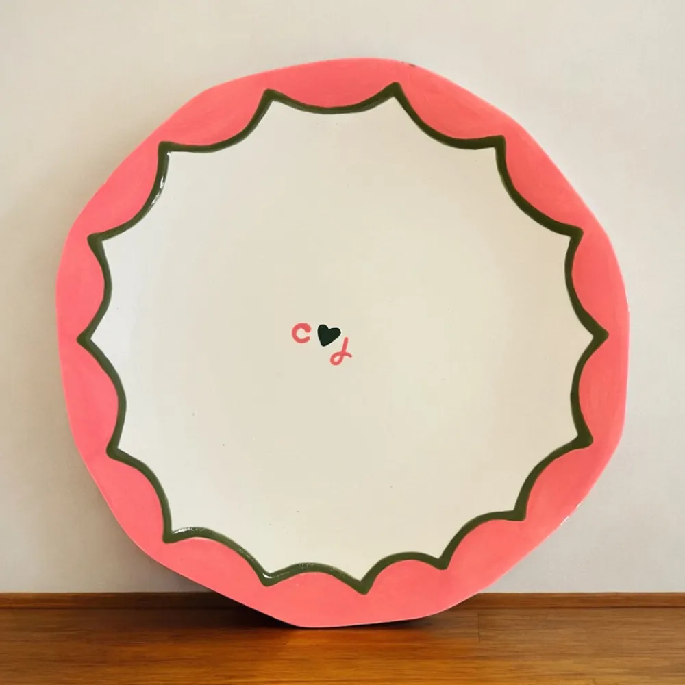 Caitlin Rounds Antiques Dinnerware|Hand-painted Custom Initial Casual Dinner Plates, Set of 4