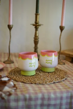 Caitlin Rounds Antiques Glassware|Hand-painted “Spicy Marg” Cups, Set of 2