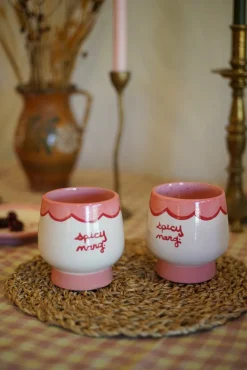 Caitlin Rounds Antiques Glassware|Hand-painted “Spicy Marg” Cups, Set of 2