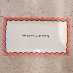 Caitlin Rounds Antiques Dinnerware|Hand-painted “This Kitchen is for Dancing” Scalloped Tray
