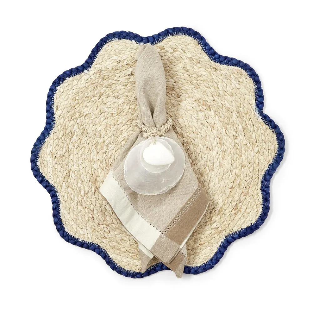 Two's Company Place Settings & Linens|Handwoven Scalloped Edge Placemats, Set of 4