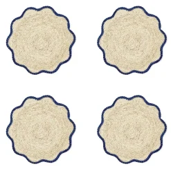 Two's Company Place Settings & Linens|Handwoven Scalloped Edge Placemats, Set of 4