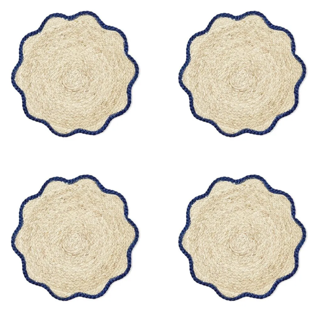 Two's Company Place Settings & Linens|Handwoven Scalloped Edge Placemats, Set of 4