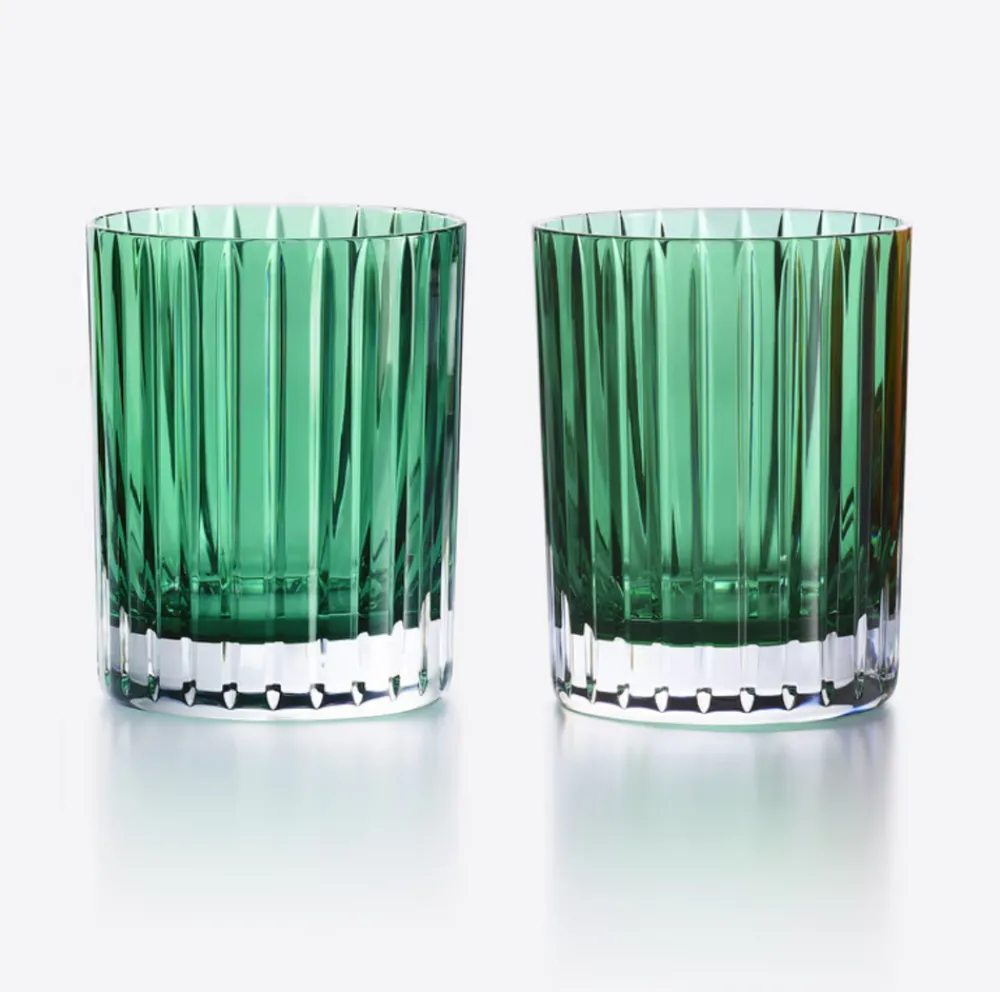 Baccarat Glassware|Harmonie Double Old Fashion Tumbler, Green Set of 2