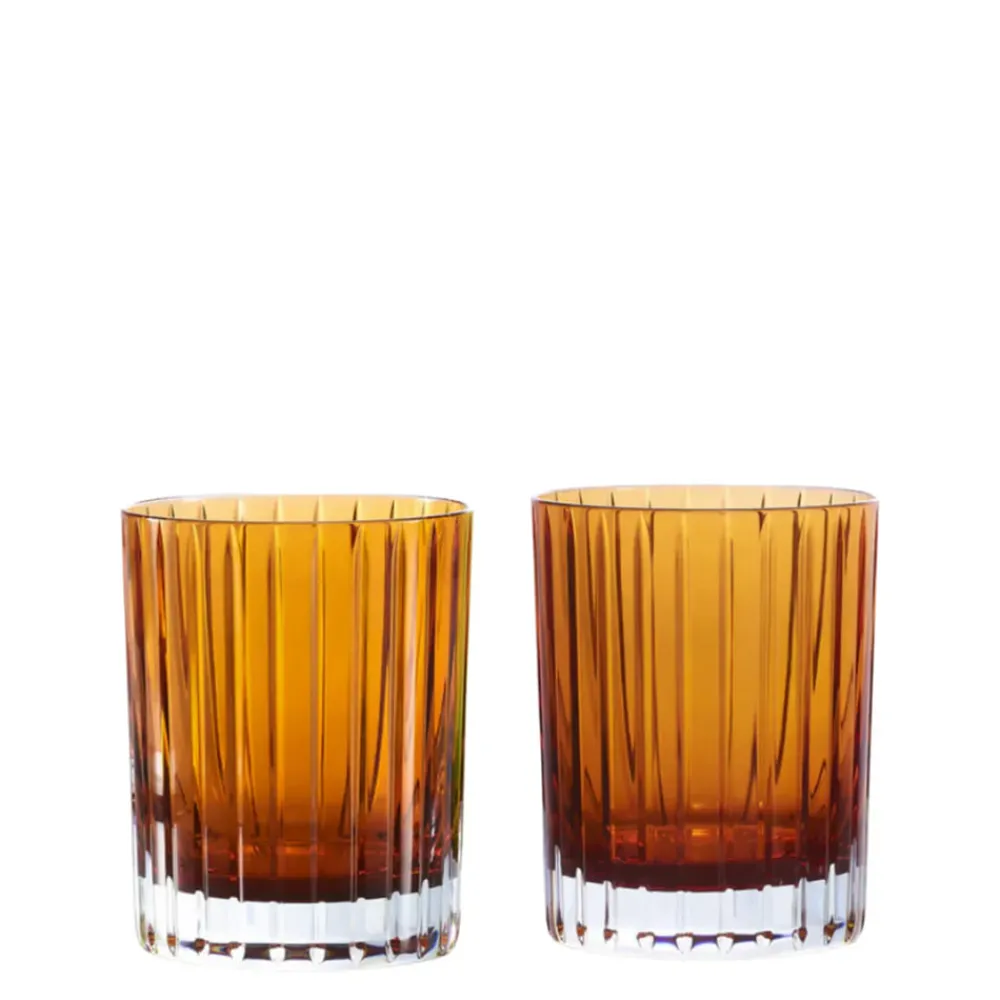 Baccarat Glassware|Harmonie Double Old Fashion Tumbler, Orange Set of 2