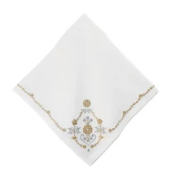 Juliska Place Settings & Linens|Heidi Embroidered Napkin in Gold/Silver