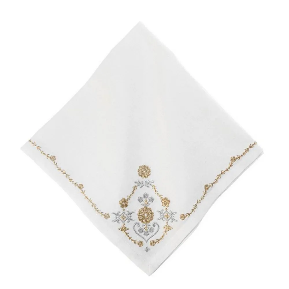 Juliska Place Settings & Linens|Heidi Embroidered Napkin in Gold/Silver