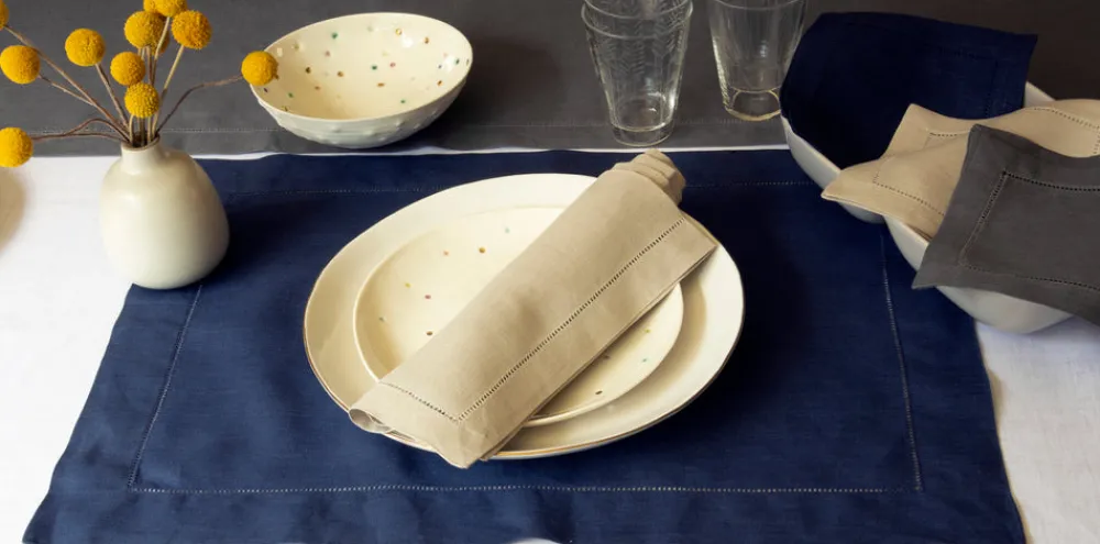 Henry Handwork Place Settings & Linens|Heirloom Estate Square Cocktail Napkin in Italian Linen 7 Colors