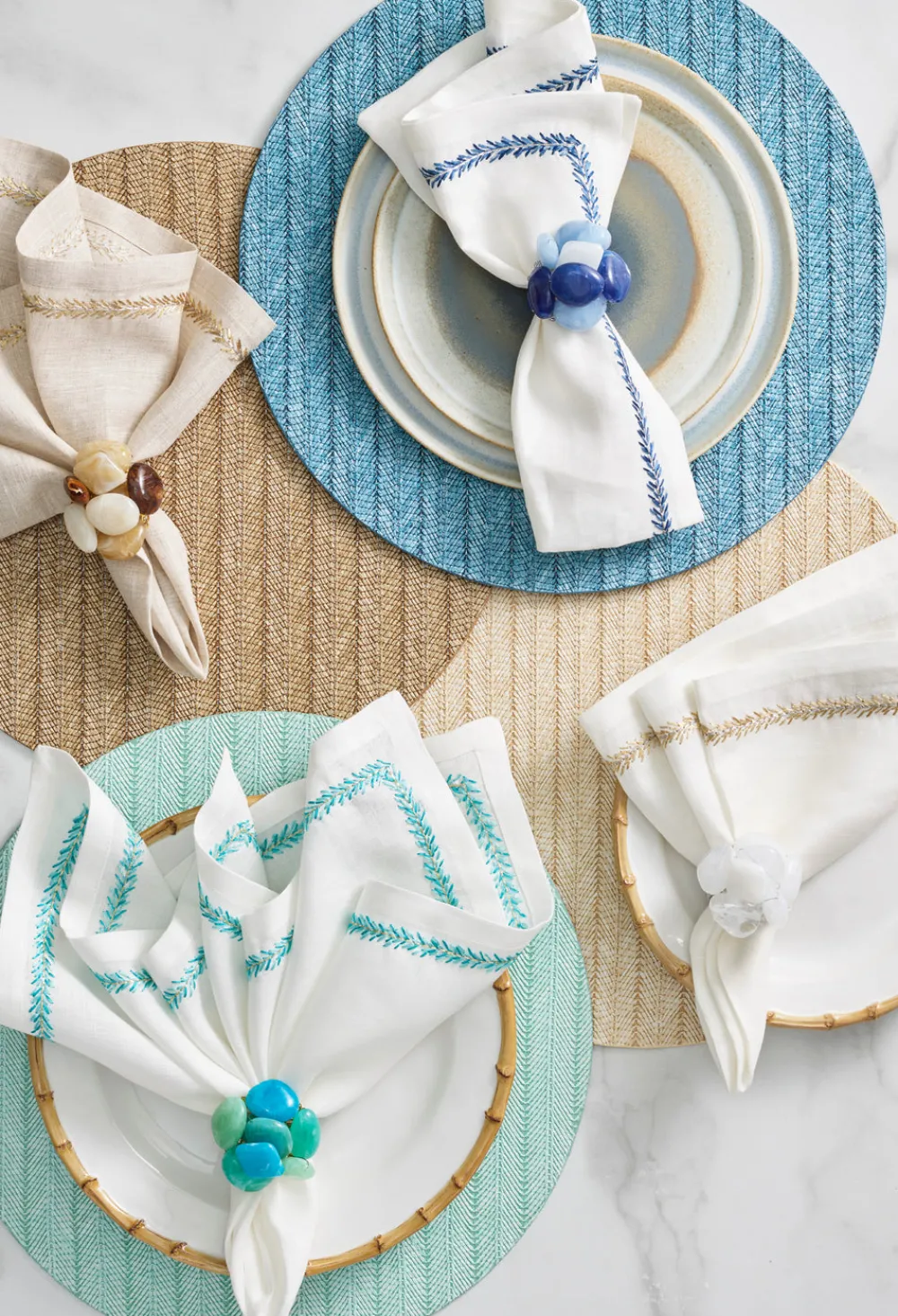 Kim Seybert Place Settings & Linens|Herringbone Placemats in Tan, Set of 4