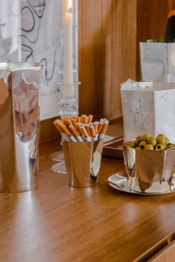 Esencial Hogar Dinnerware|Hexagon Silver-Plated Nut Bowl & Saucer