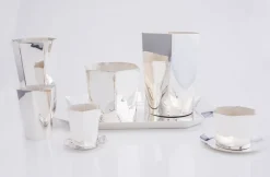 Esencial Hogar Dinnerware|Hexagon Silver-Plated Nut Bowl & Saucer