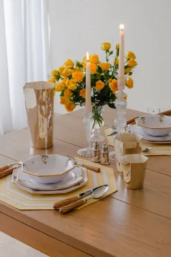 Esencial Hogar Glassware|Hexagon Silver-Plated Small Tumbler