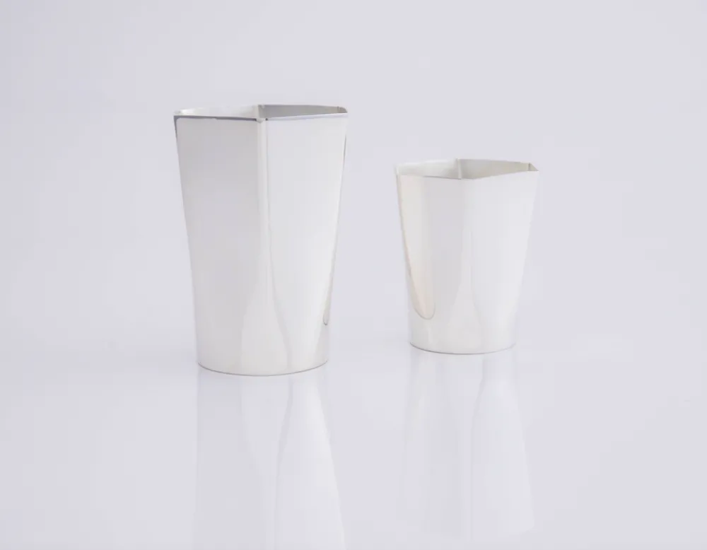Esencial Hogar Glassware|Hexagon Silver-Plated Tall Tumbler