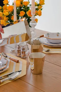 Esencial Hogar Glassware|Hexagon Silver-Plated Tall Tumbler