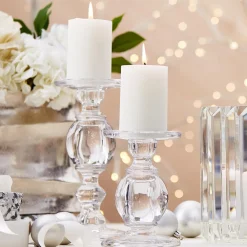 Two's Company Candles|High-Glass Pedestal Candleholders, Set of 3