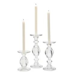 Two's Company Candles|High-Glass Pedestal Candleholders, Set of 3