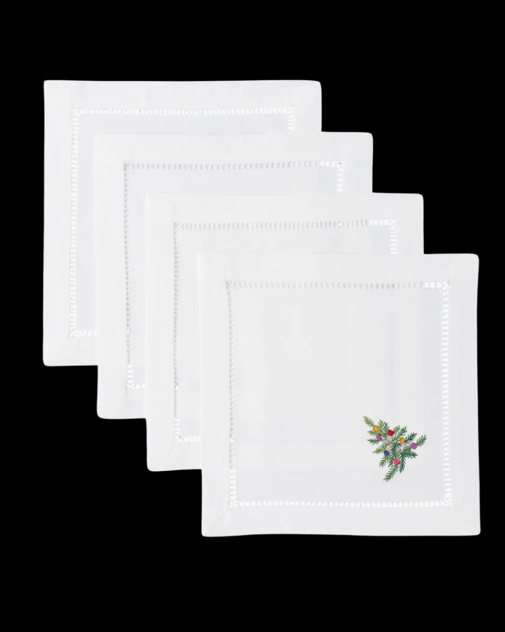 Henry Handwork Place Settings & Linens|Holiday Tree Cocktail Napkins, Set of 4