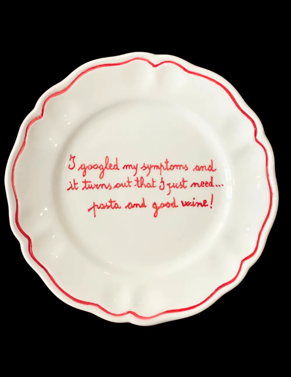Sveva's Home Dinnerware|I Googled My Symptoms and It Turns Out I Only Need Good Pasta and Good Wine Scalloped Plate, Set of 6