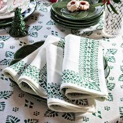 Juliska Place Settings & Linens|Iberian Border Napkin in Evergreen, Set of 4