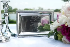 Salisbury Living|Silver|Infinity Vanity Tray with Wedding Invitation