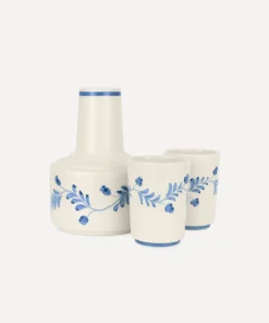 Rebecca Udall Glassware|Iris Ceramic Carafe & Pair of Tumblers in Denim