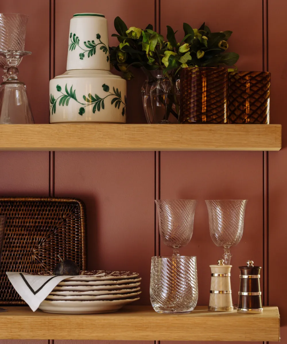 Rebecca Udall Glassware|Iris Ceramic Carafe & Pair of Tumblers in Dark Green