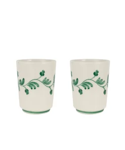 Rebecca Udall Glassware|Iris Ceramic Carafe & Pair of Tumblers in Dark Green
