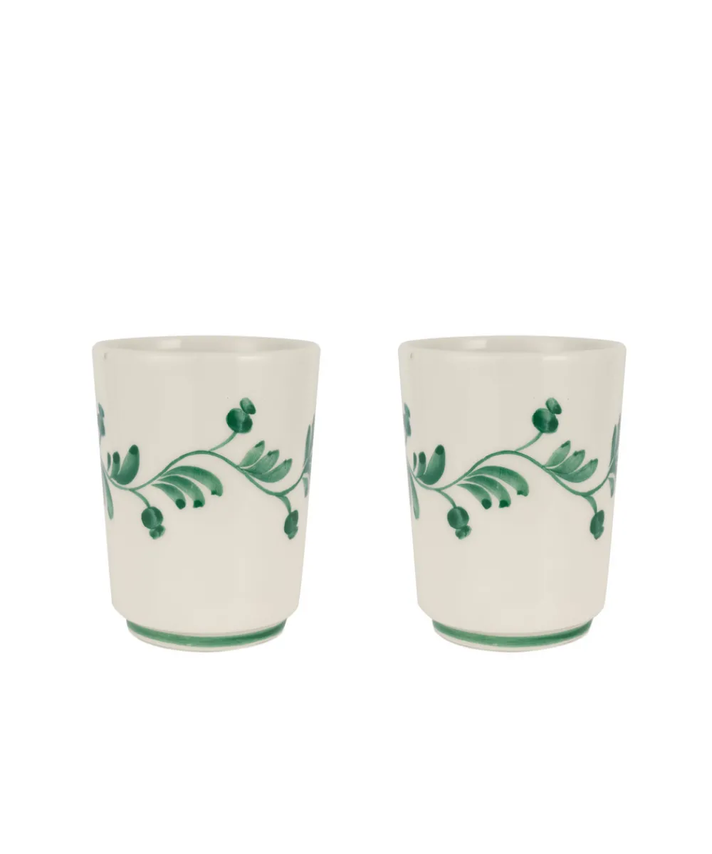 Rebecca Udall Glassware|Iris Ceramic Carafe & Pair of Tumblers in Dark Green
