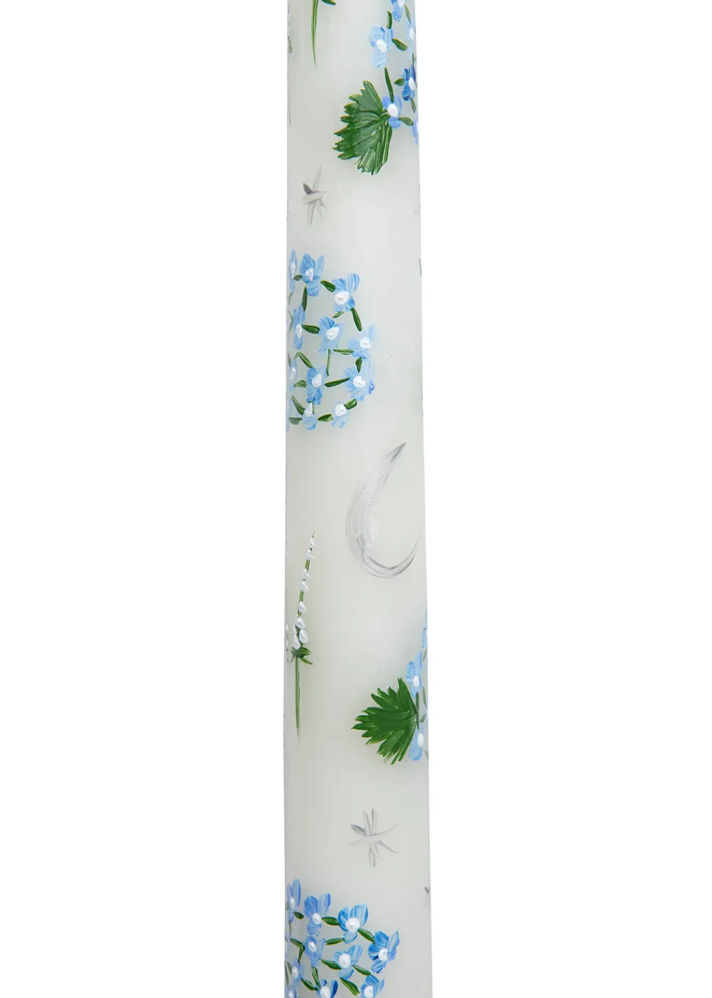 MJ Tablescapes Candles|Ivory Evening Hydrangeas Hand-Painted Taper Candles, Set of Two