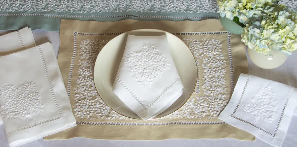 Henry Handwork Place Settings & Linens|Jardin Monochrome Cocktail Napkin Set in Six Colors
