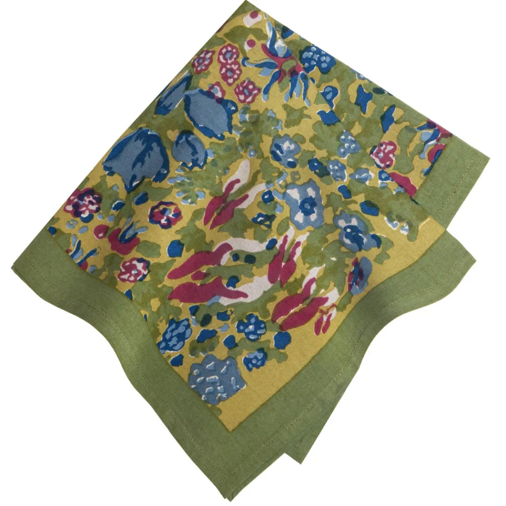 Couleur Nature Place Settings & Linens|Jardin Napkins Blue & Vert, Set of 6