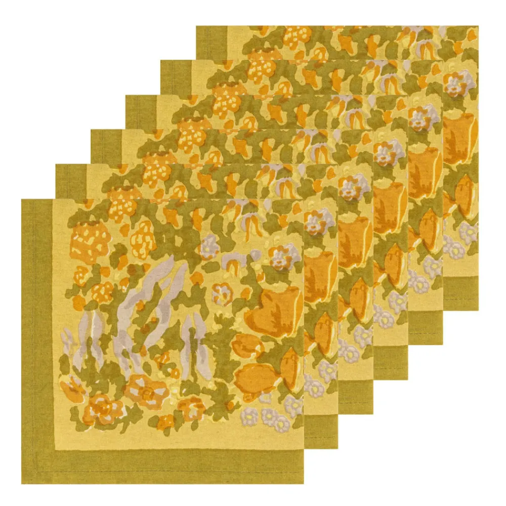 Couleur Nature Place Settings & Linens|Jardin Napkins Mustard & Grey, Set of 6