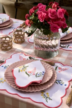 Loulou La Dune Place Settings & Linens|Jardin Placemat and Napkin Set in White