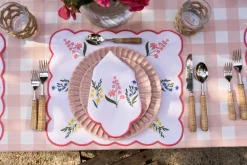 Loulou La Dune Place Settings & Linens|Jardin Placemat and Napkin Set in White