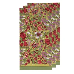 Couleur Nature Place Settings & Linens|Jardin Tea Towels Red & Green , Set of 3