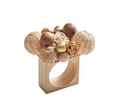 Kim Seybert Place Settings & Linens|Java Napkin Ring in Natural & Brown, Set of 4
