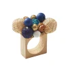 Kim Seybert Place Settings & Linens|Java Napkin Ring in Natural, Navy & White, Set of 4