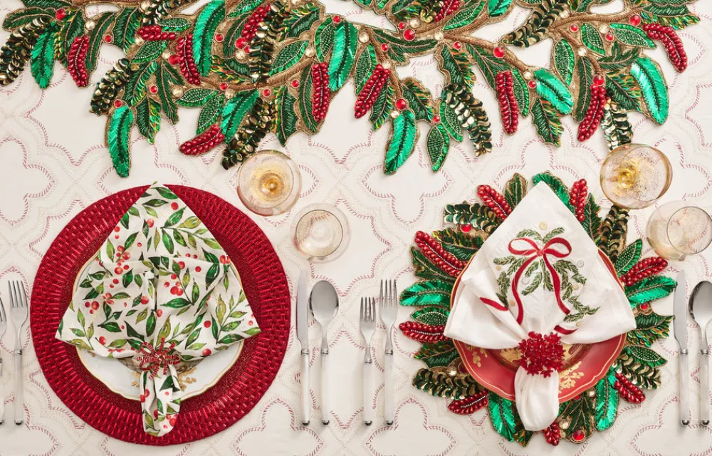 Kim Seybert Place Settings & Linens|Jeweled Bow Napkin Ring in Red, Set of 4 in a Gift Box