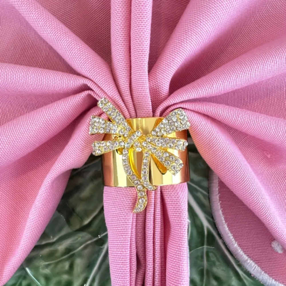 Flying Sheep Country Place Settings & Linens|Jeweled Bow Napkin Rings, Set of 4