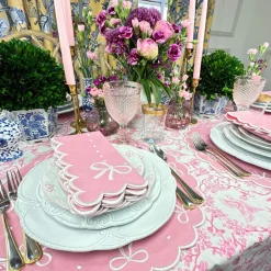 Flying Sheep Country Place Settings & Linens|Juliet Bows Napkin in Pink, Set of 4