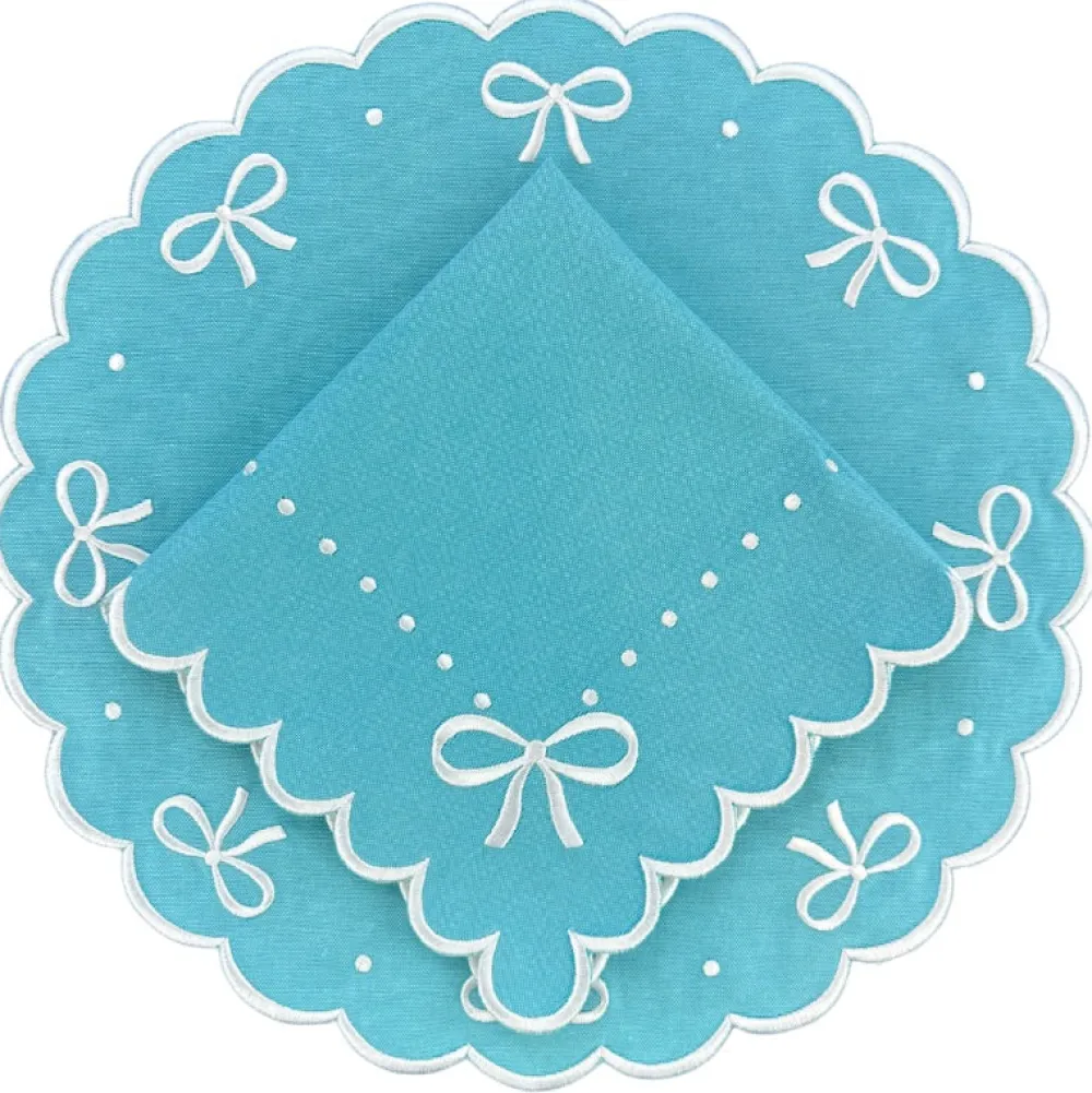 Flying Sheep Country Place Settings & Linens|Juliet Bows Placemat - Robin Egg Blue, Set of 4