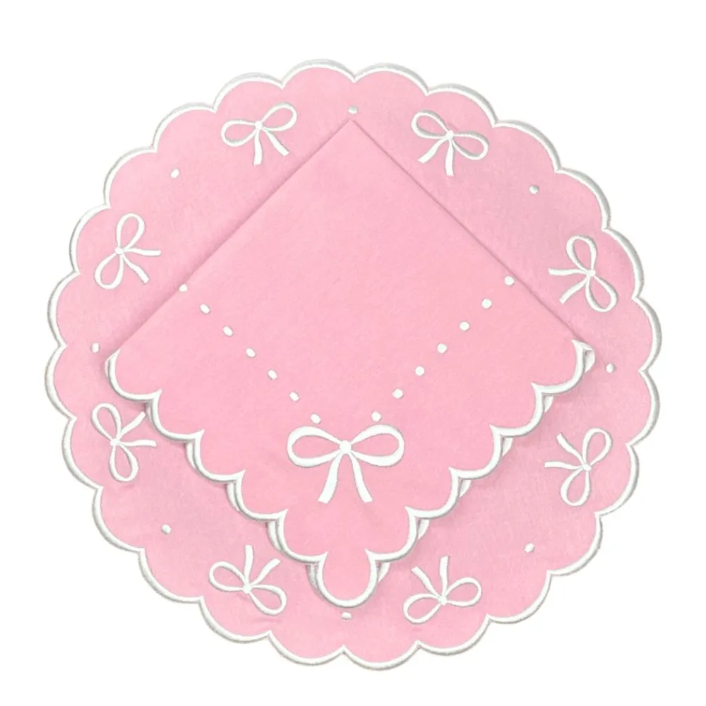 Flying Sheep Country Place Settings & Linens|Juliet Bows Placemat in Pink, Set of 4