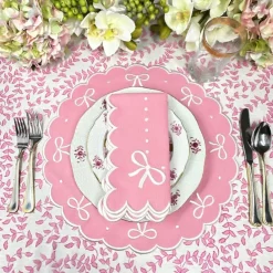 Flying Sheep Country Place Settings & Linens|Juliet Bows Placemat in Pink, Set of 4