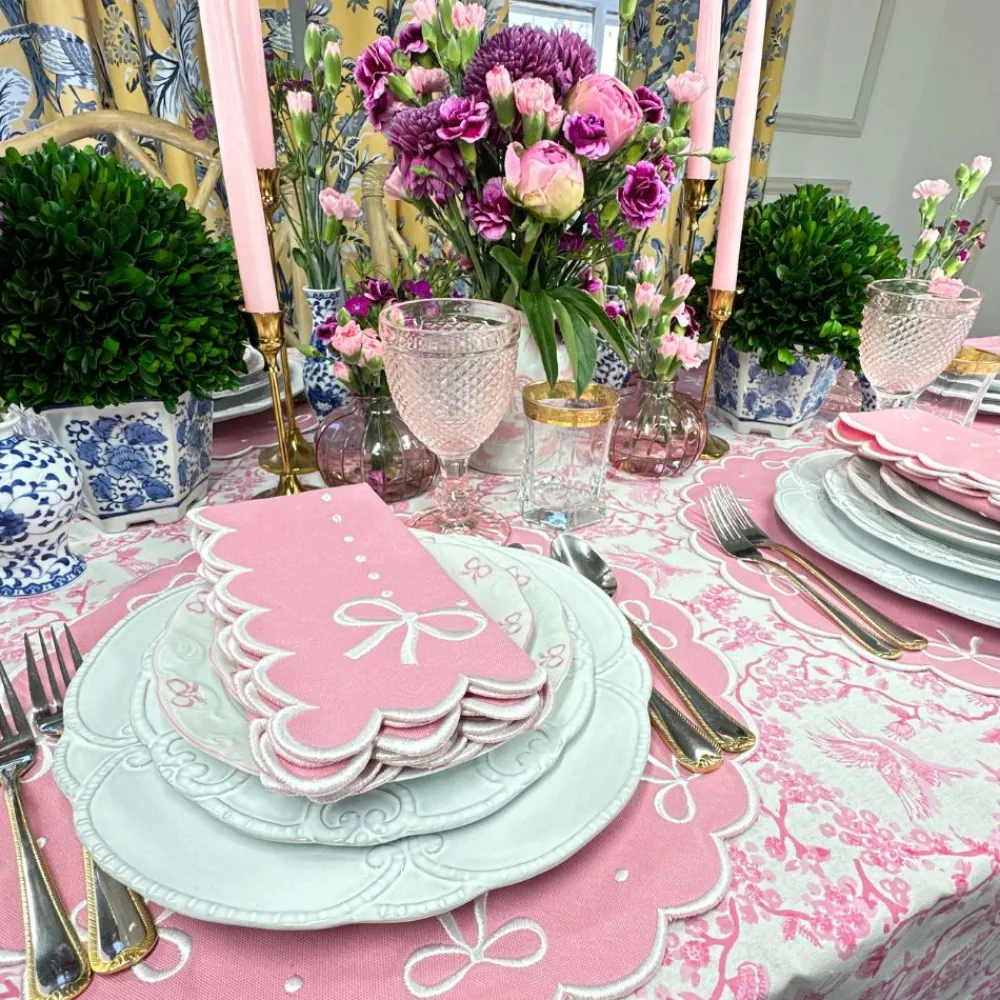 Flying Sheep Country Place Settings & Linens|Juliet Bows Placemat in Pink, Set of 4