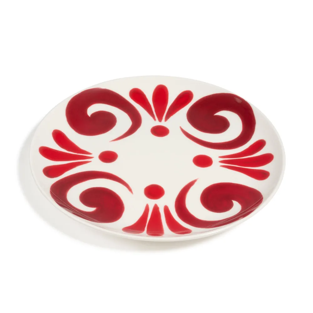 Themis Z Dinnerware|Kallos Charger Plate in Deep Red on White