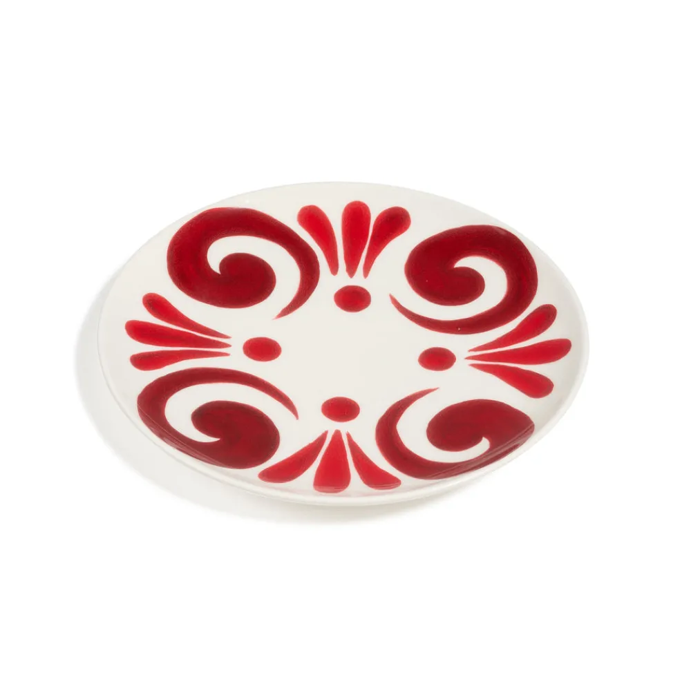 Themis Z Dinnerware|Kallos Dinner Plate in Deep Red on White